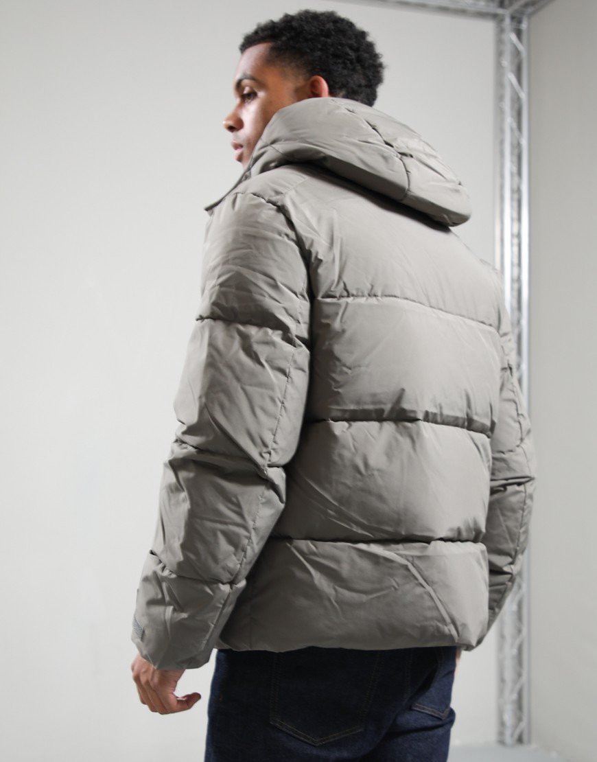 Lyle & Scott Hooded Puffer Jacket Khaki Ash
