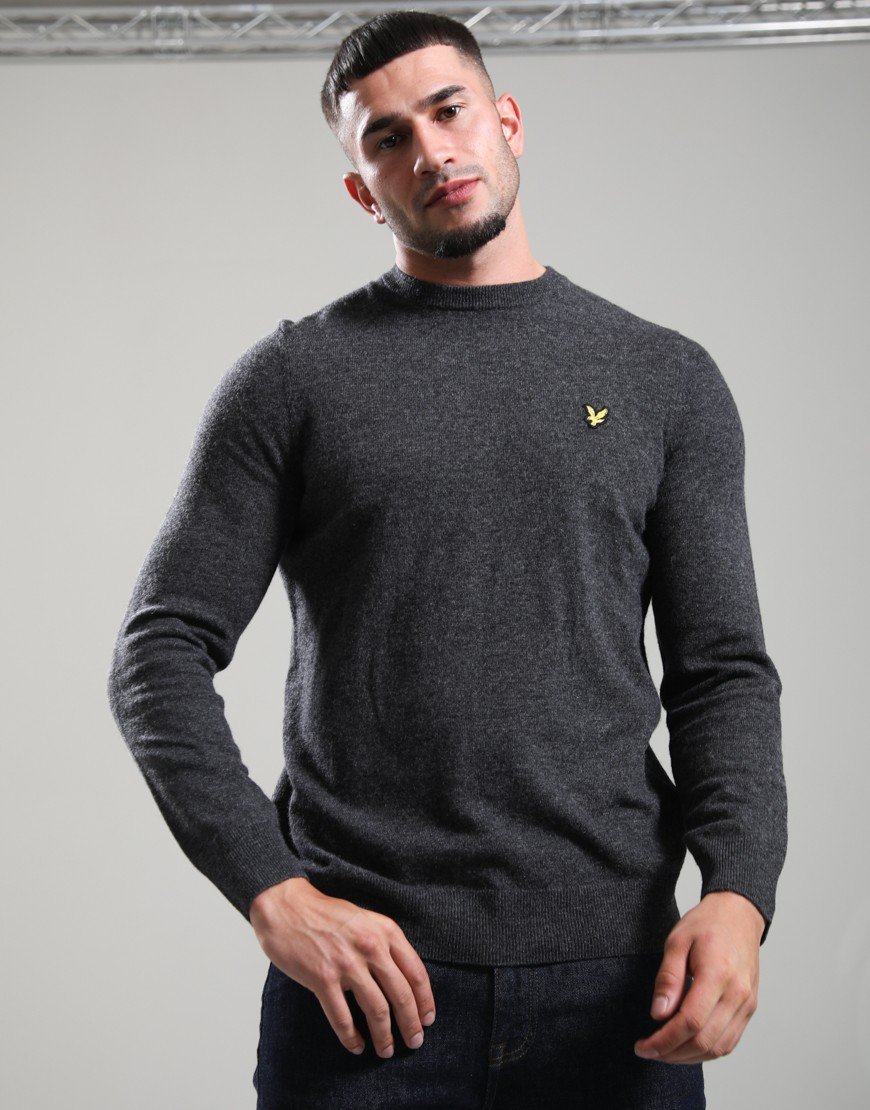 Lyle & Scott Lambswool Crew Knit Charcoal Marl