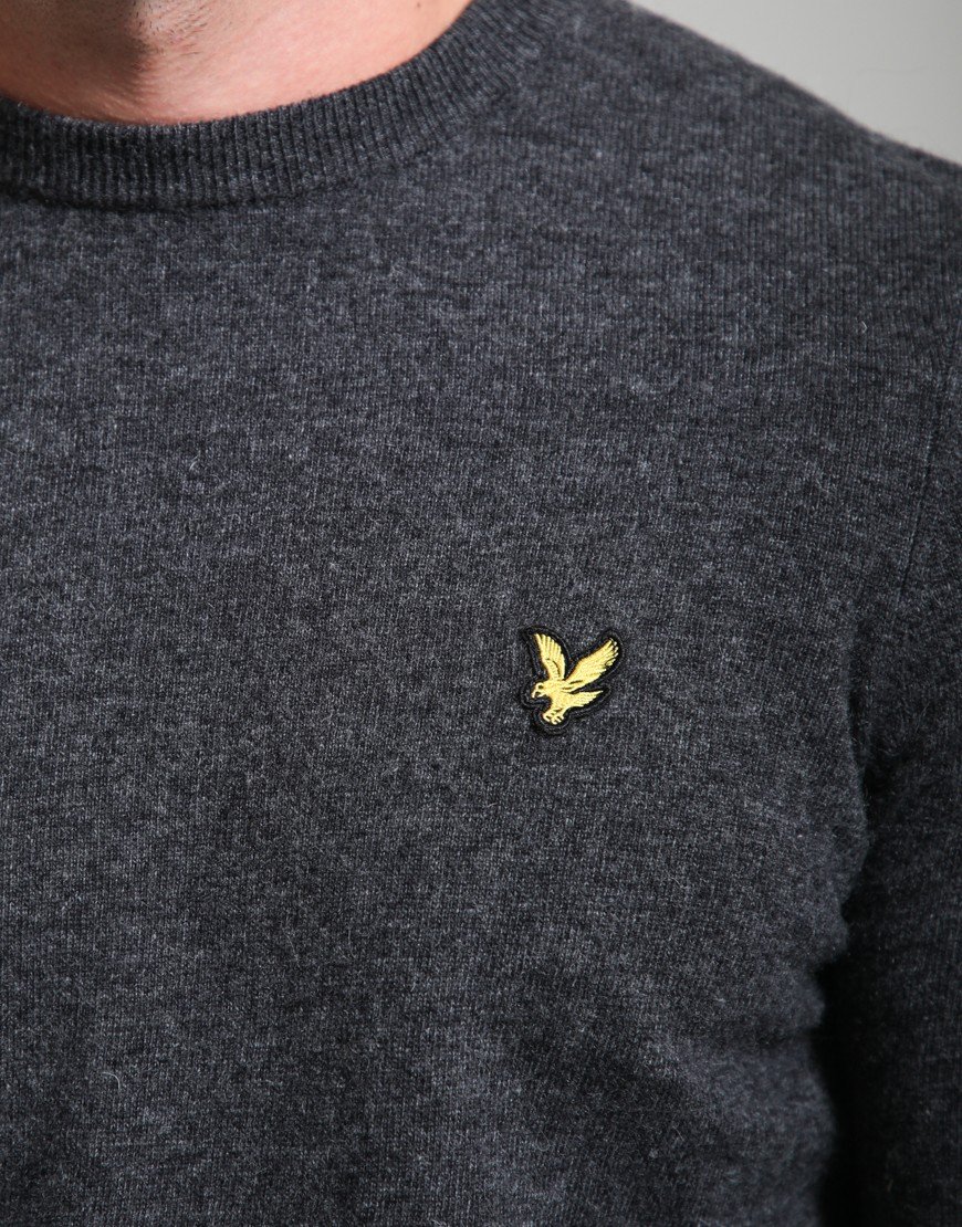 Lyle & Scott Lambswool Crew Knit Charcoal Marl