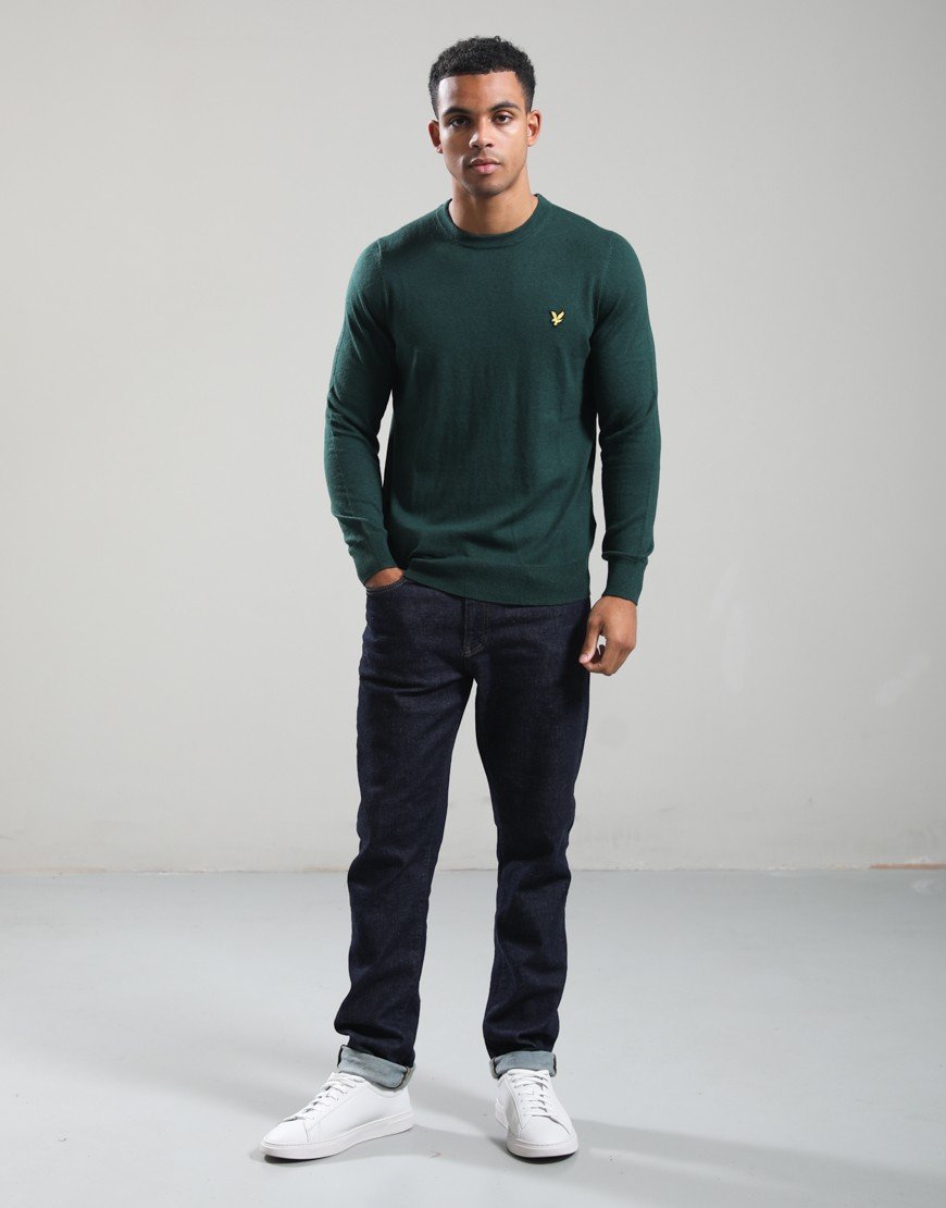 Lyle & Scott Merino Crew Knit Dark Green