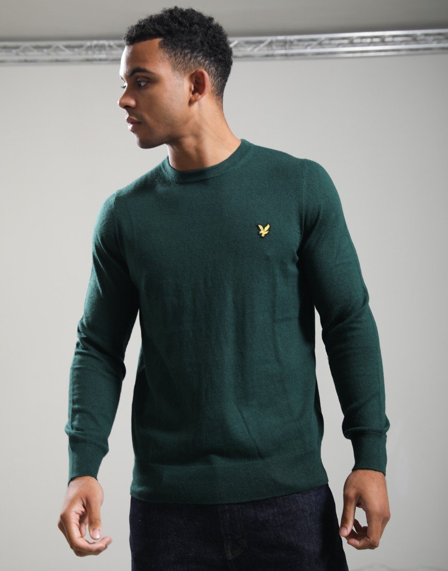 Lyle & Scott Merino Crew Knit Dark Green