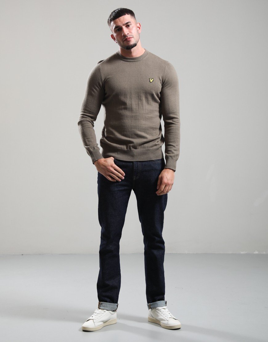 Lyle & Scott Merino Crew Knit Khaki Ash