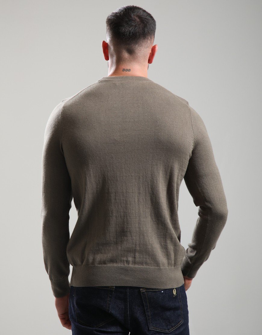 Lyle & Scott Merino Crew Knit Khaki Ash