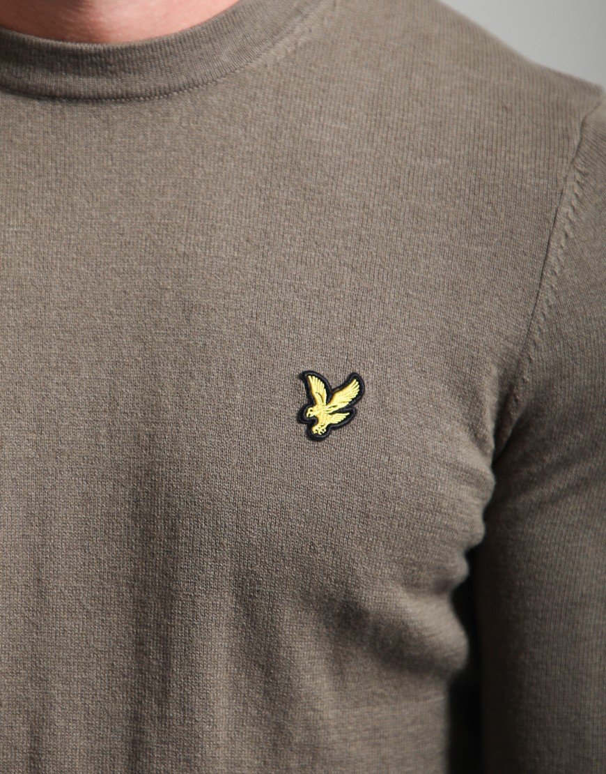 Lyle & Scott Merino Crew Knit Khaki Ash