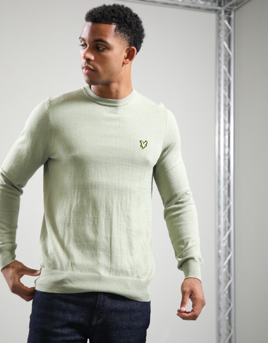 Lyle & Scott Merino Crew Knit Smoke Olive