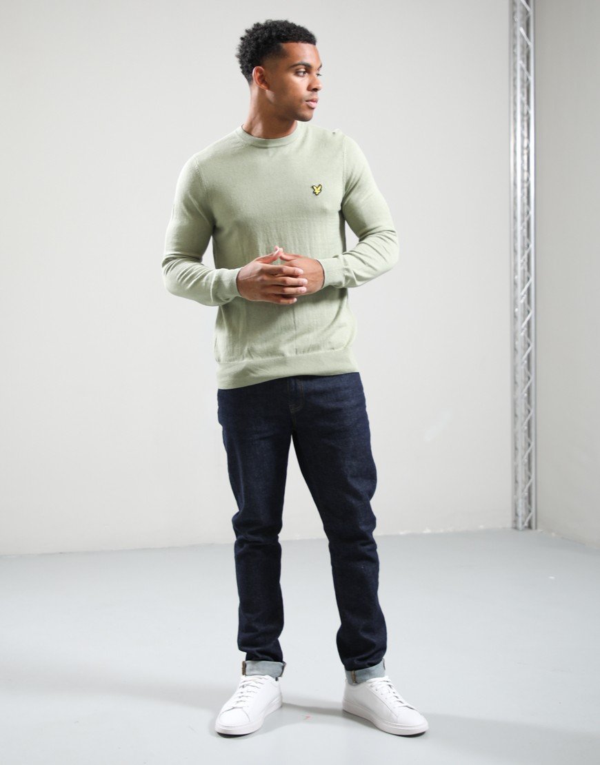 Lyle & Scott Merino Crew Knit Smoke Olive