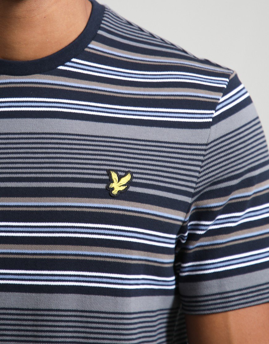 Lyle & Scott Multi Stripe T-Shirt Dark Navy