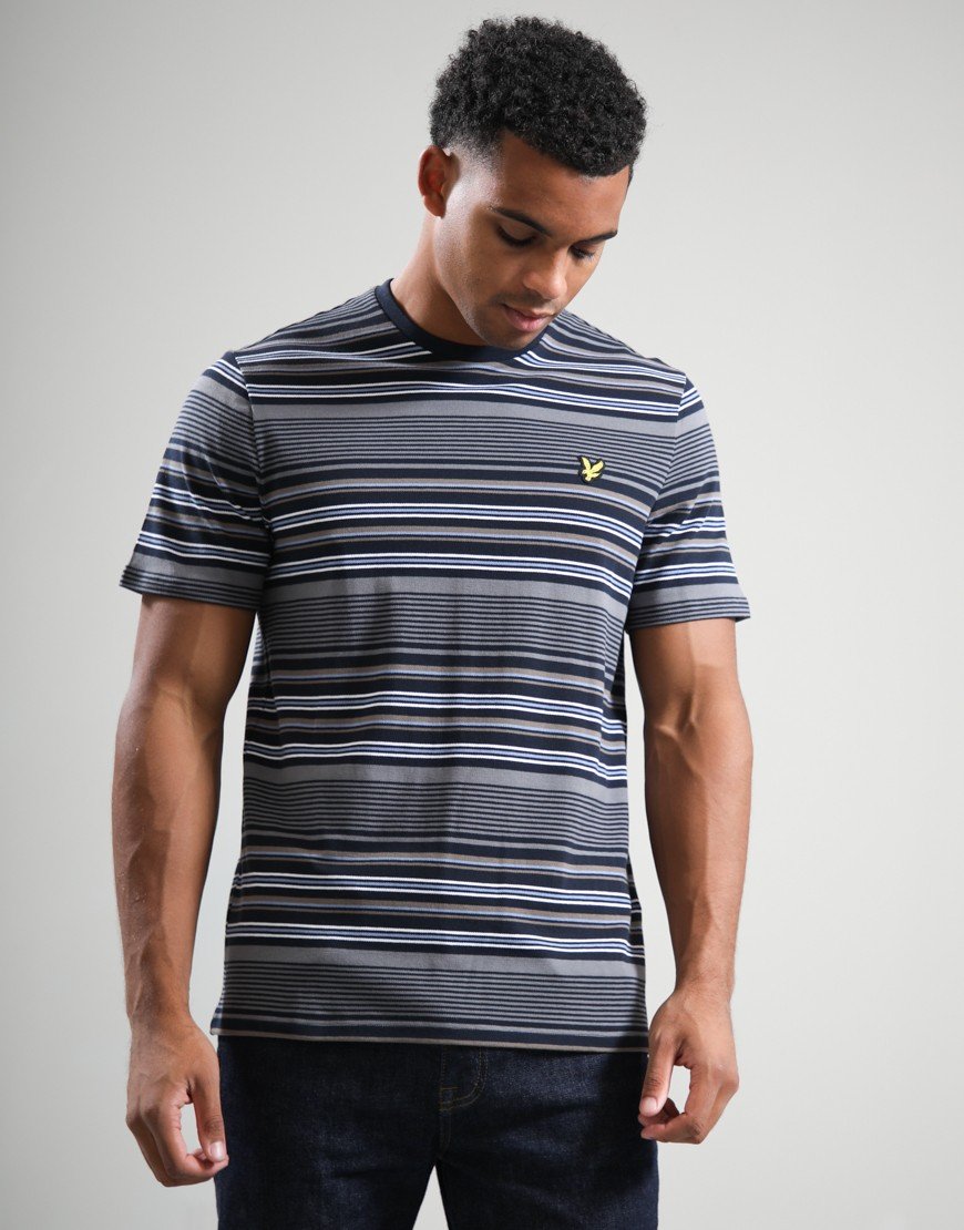 Lyle & Scott Multi Stripe T-Shirt Dark Navy