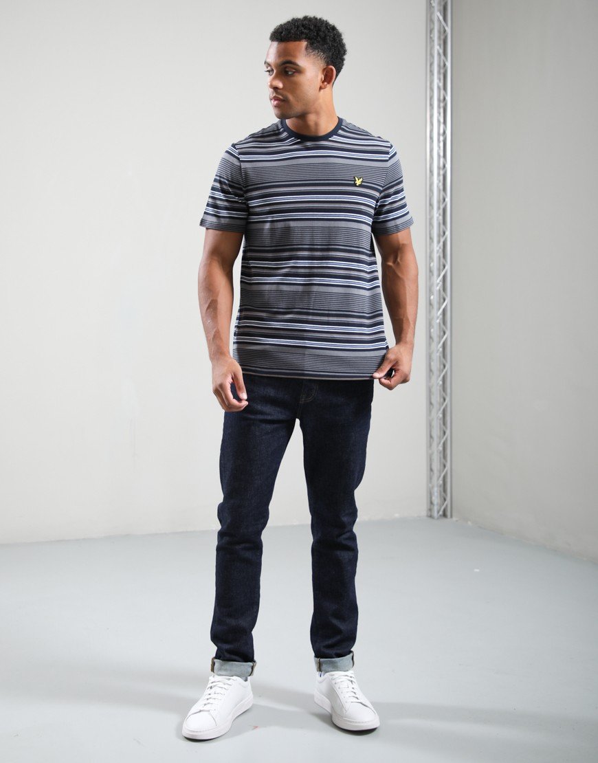 Lyle & Scott Multi Stripe T-Shirt Dark Navy