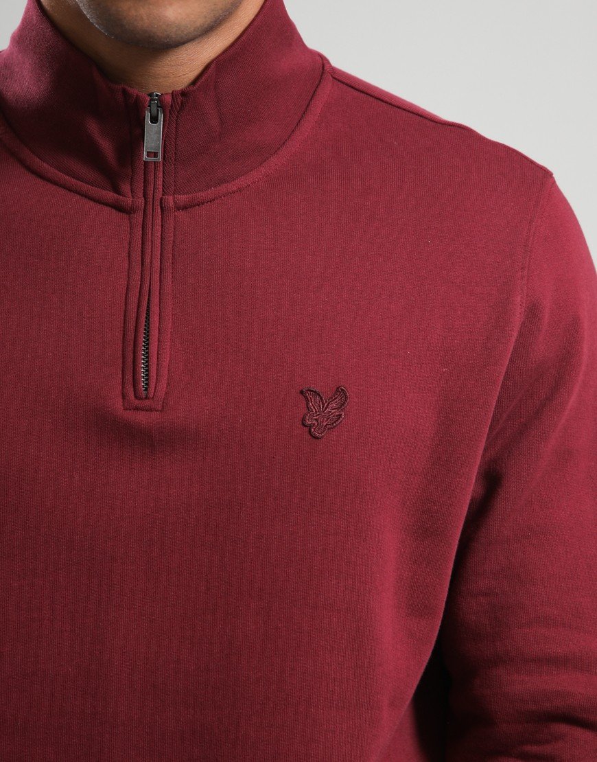 Lyle & Scott Superfine 1/4 Zip Sweat Fairway Burgundy