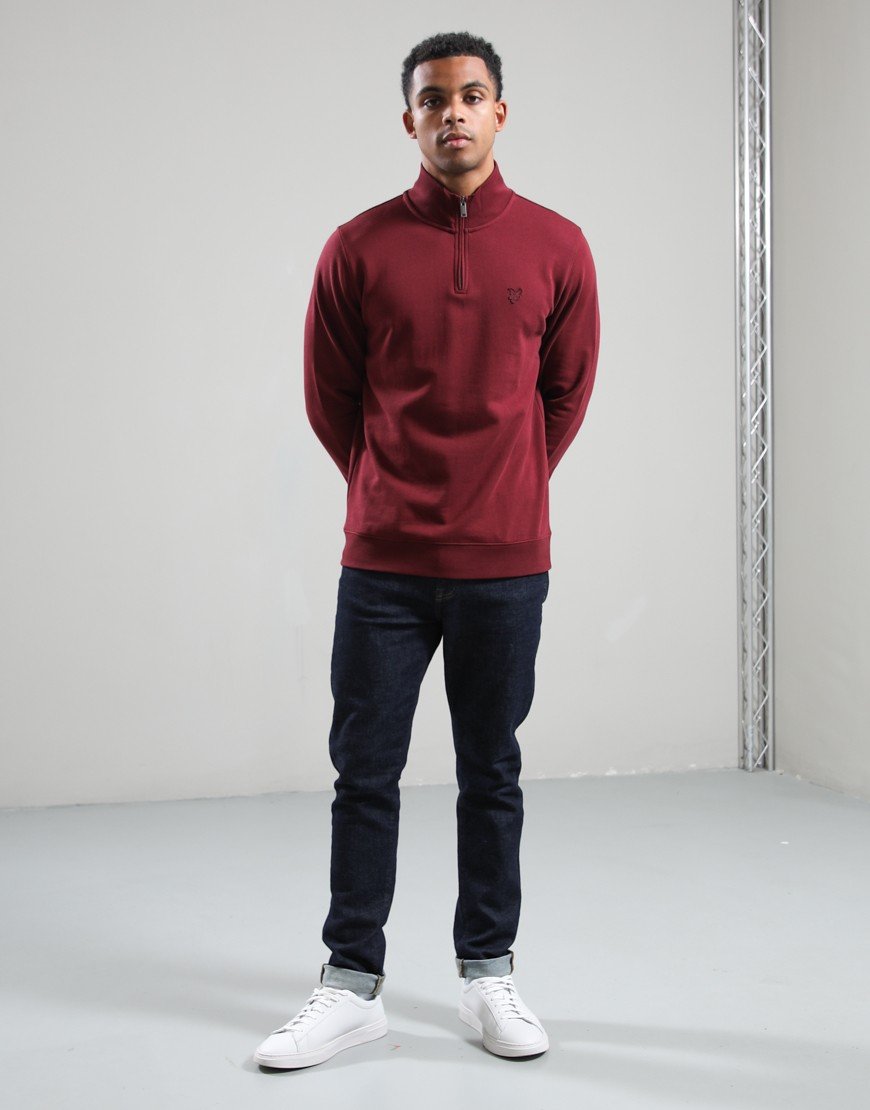 Lyle & Scott Superfine 1/4 Zip Sweat Fairway Burgundy
