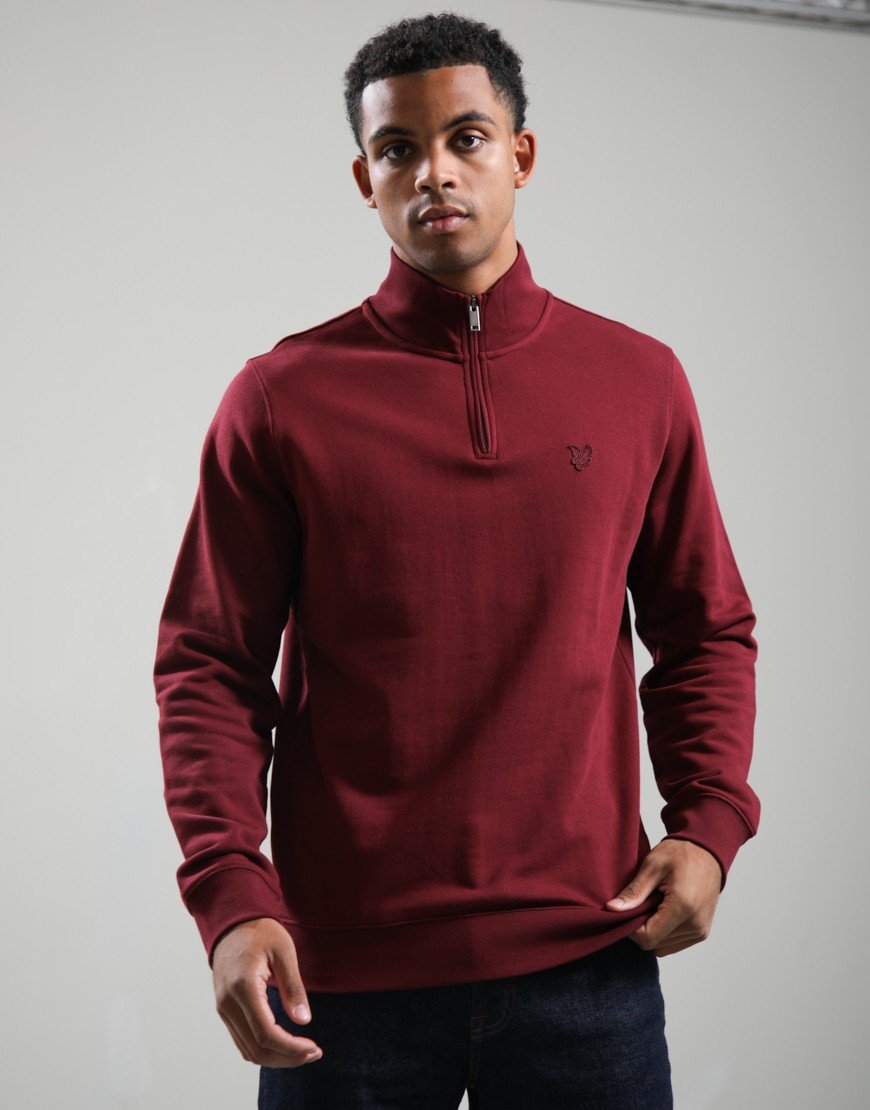 Lyle & Scott Superfine 1/4 Zip Sweat Fairway Burgundy