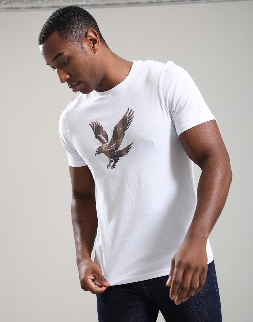 Lyle & Scott Tartan Eagle T-Shirt White/Brown