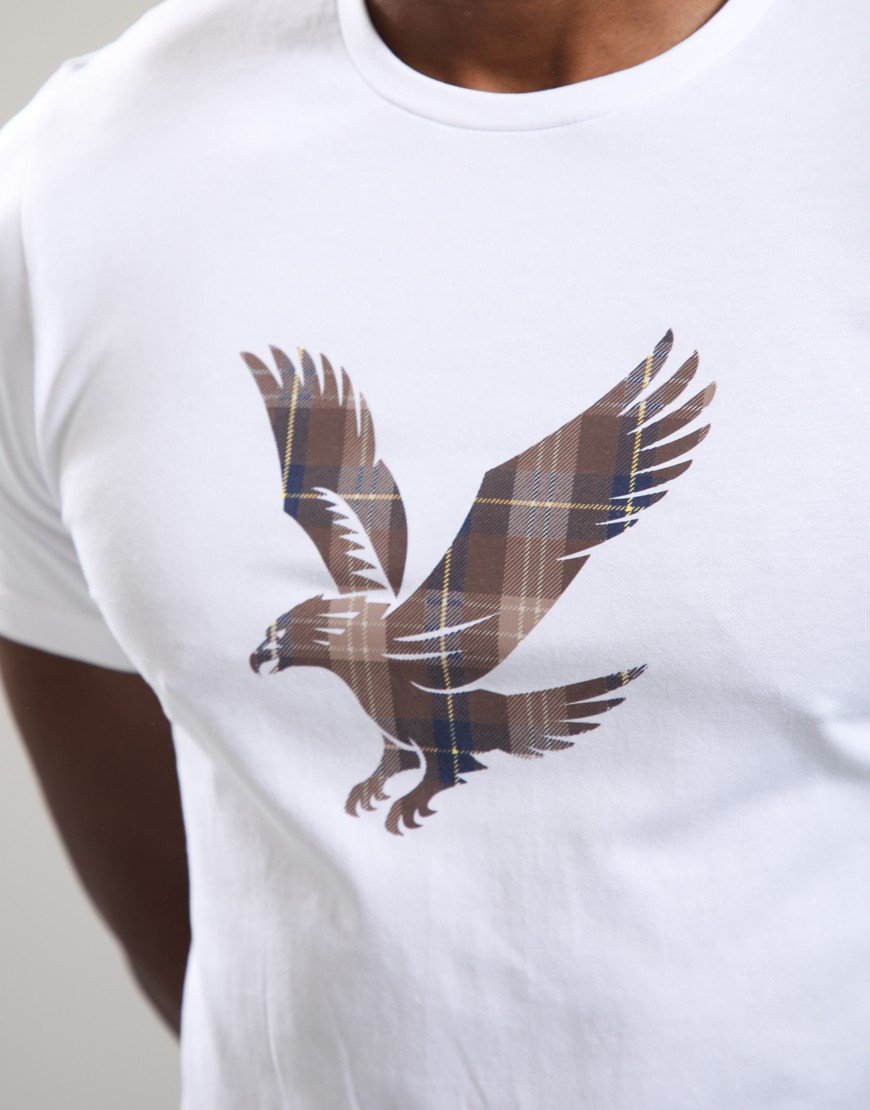 Lyle & Scott Tartan Eagle T-Shirt White/Brown