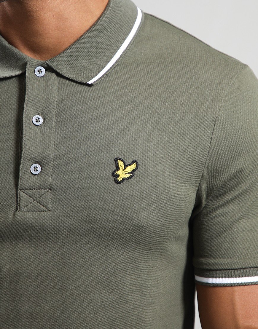Lyle & Scott Tipped Polo Shirt True Olive/White