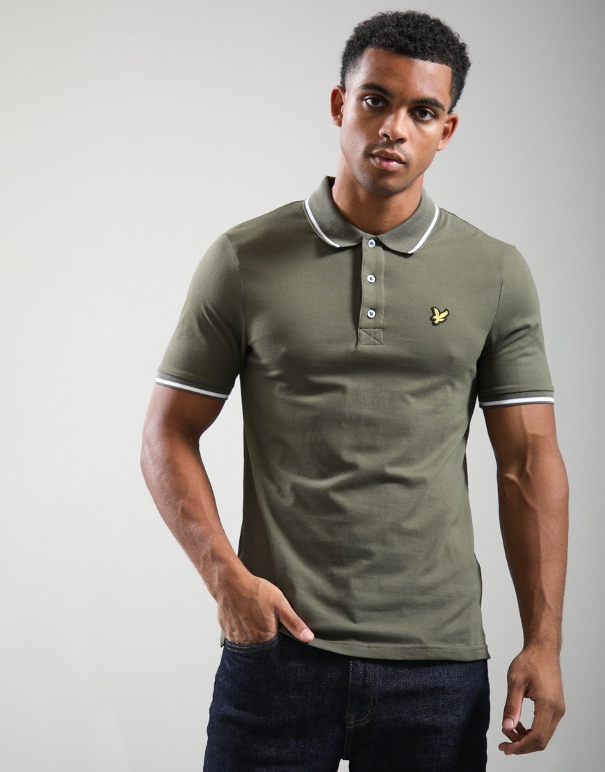 Lyle & Scott Tipped Polo Shirt True Olive/White