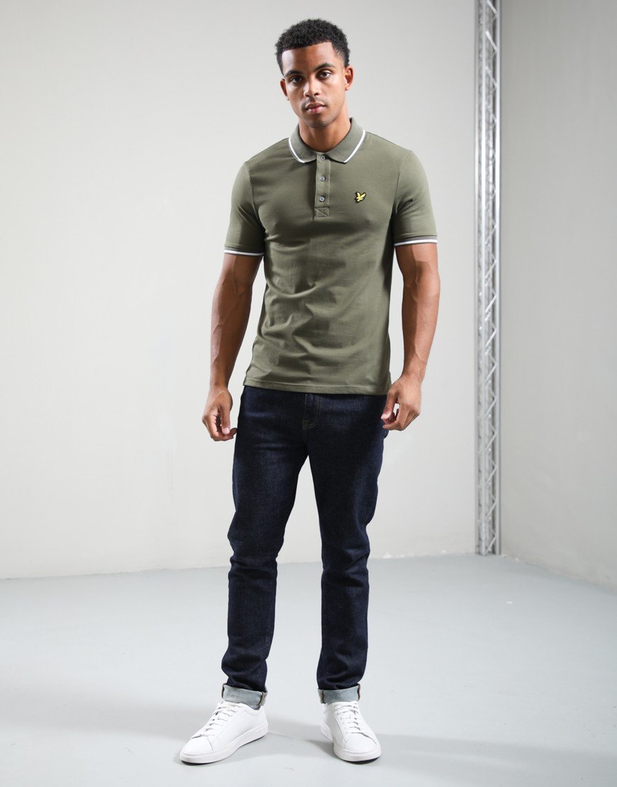 Lyle & Scott Tipped Polo Shirt True Olive/White