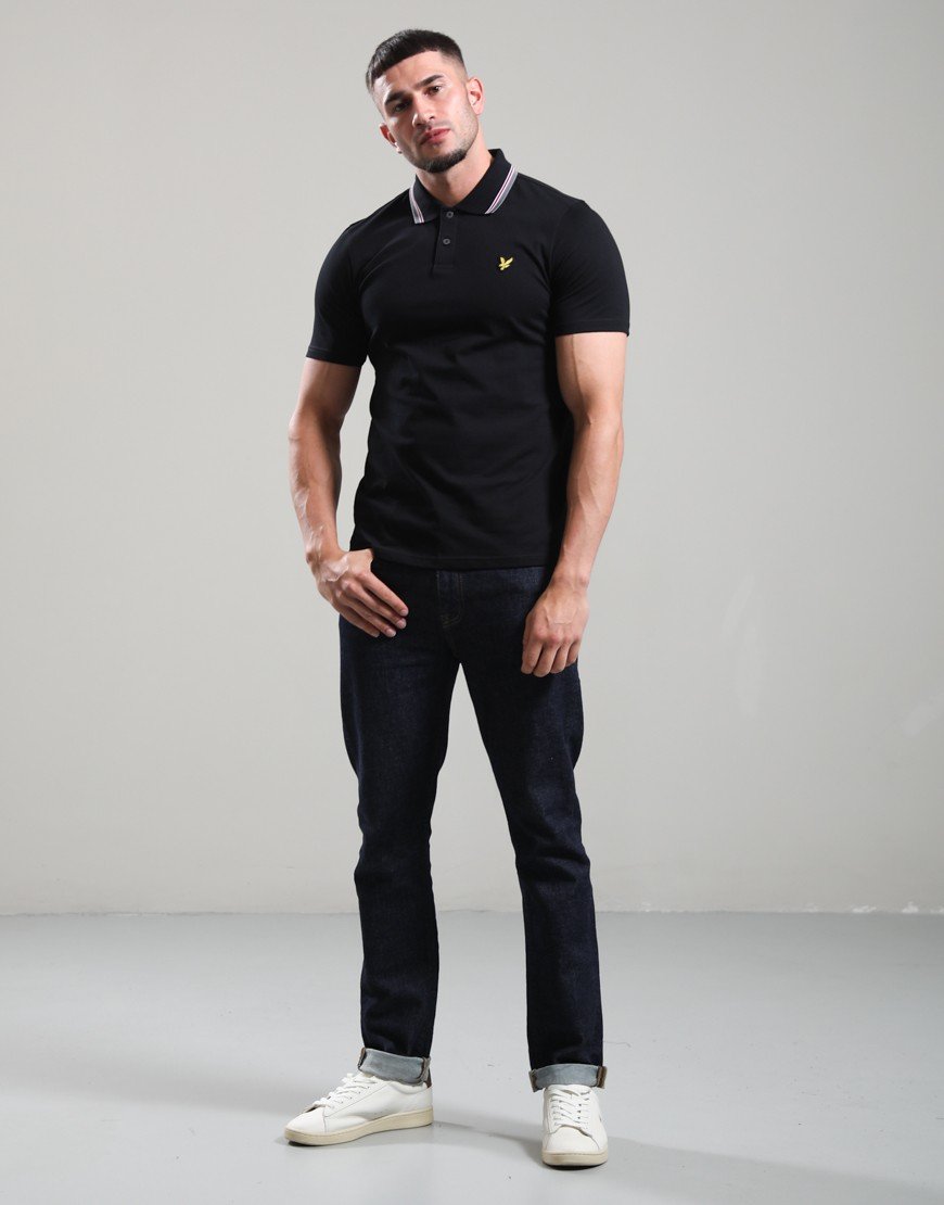 Lyle & Scott Track Tipped Polo Shirt Jet Black
