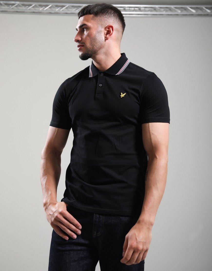 Lyle & Scott Track Tipped Polo Shirt Jet Black