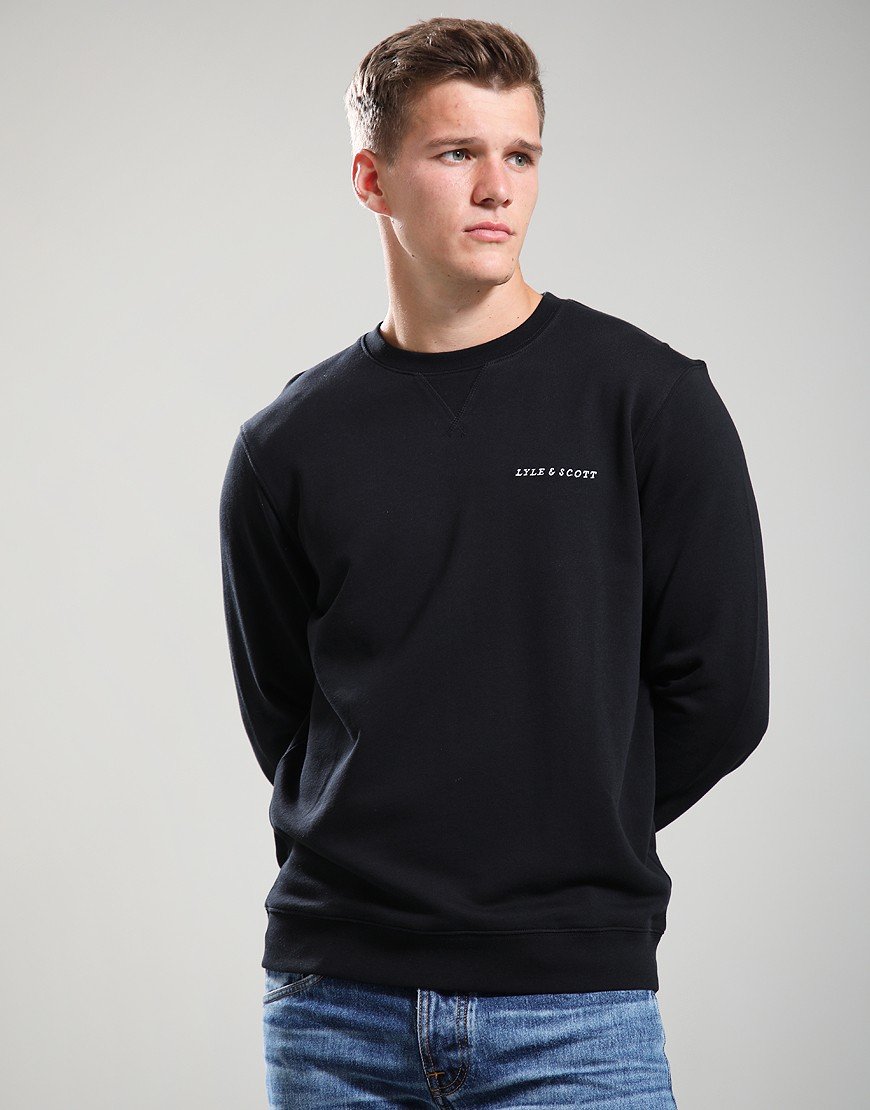 Lyle & Scott Loopback Embroidered Crew Sweat Jet Black/White