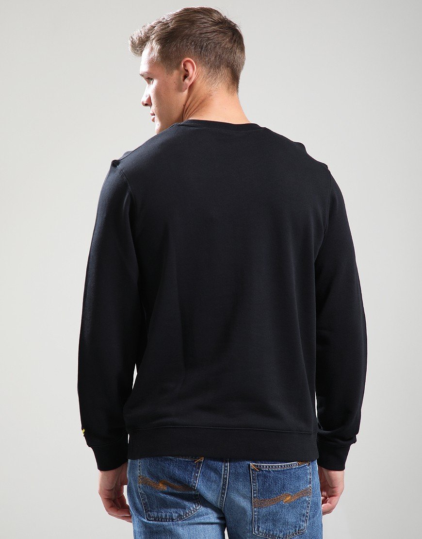 Lyle & Scott Loopback Embroidered Crew Sweat Jet Black/White