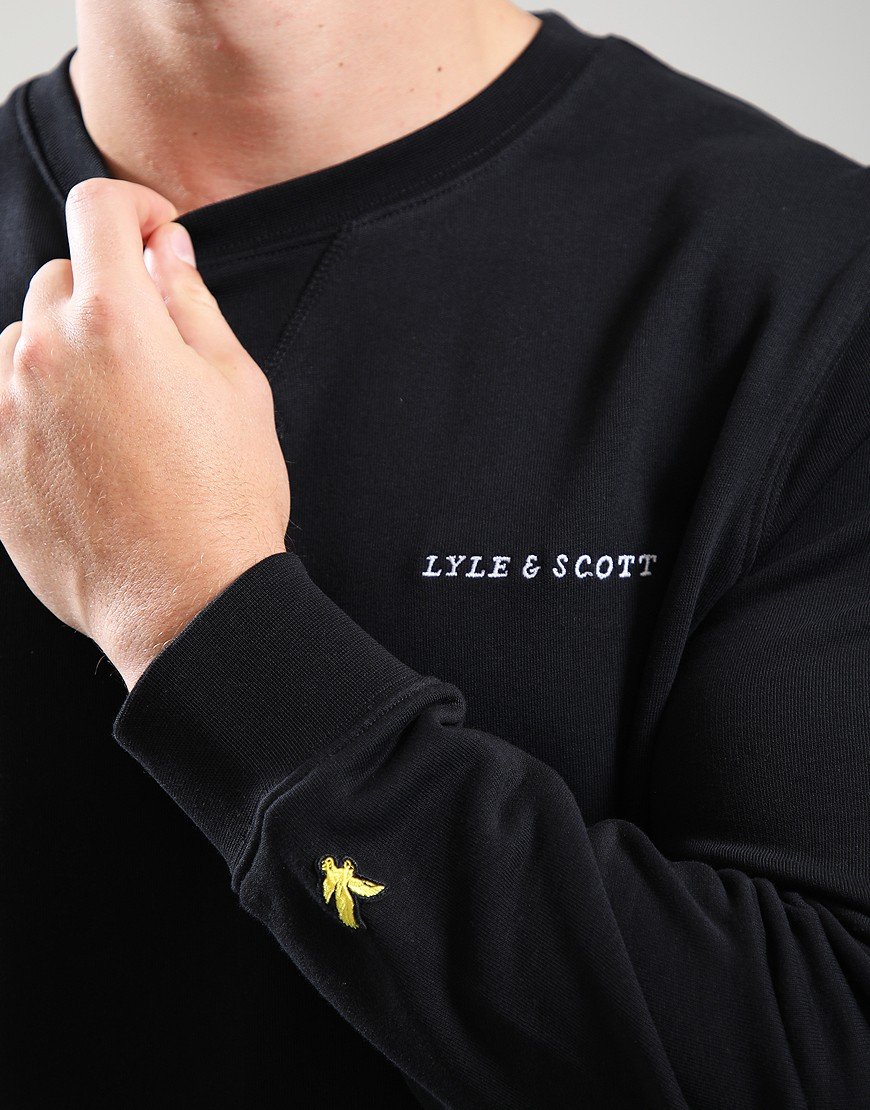 Lyle & Scott Loopback Embroidered Crew Sweat Jet Black/White
