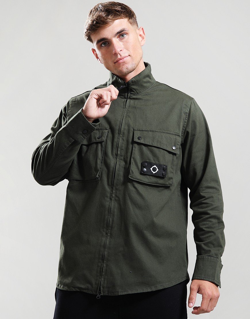 MA.Strum Aerial Funnel Neck Overshirt Oil Slick