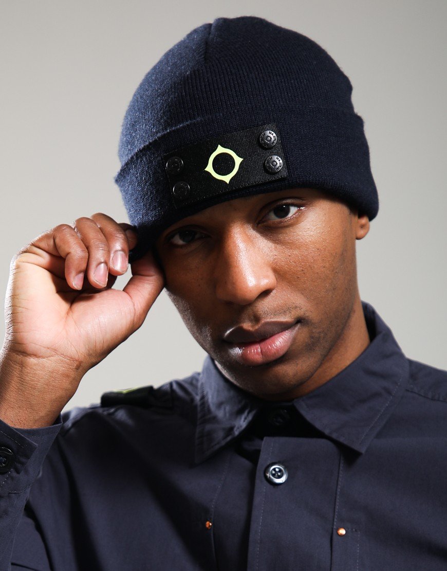 MA.Strum Badge Beanie Dark Navy
