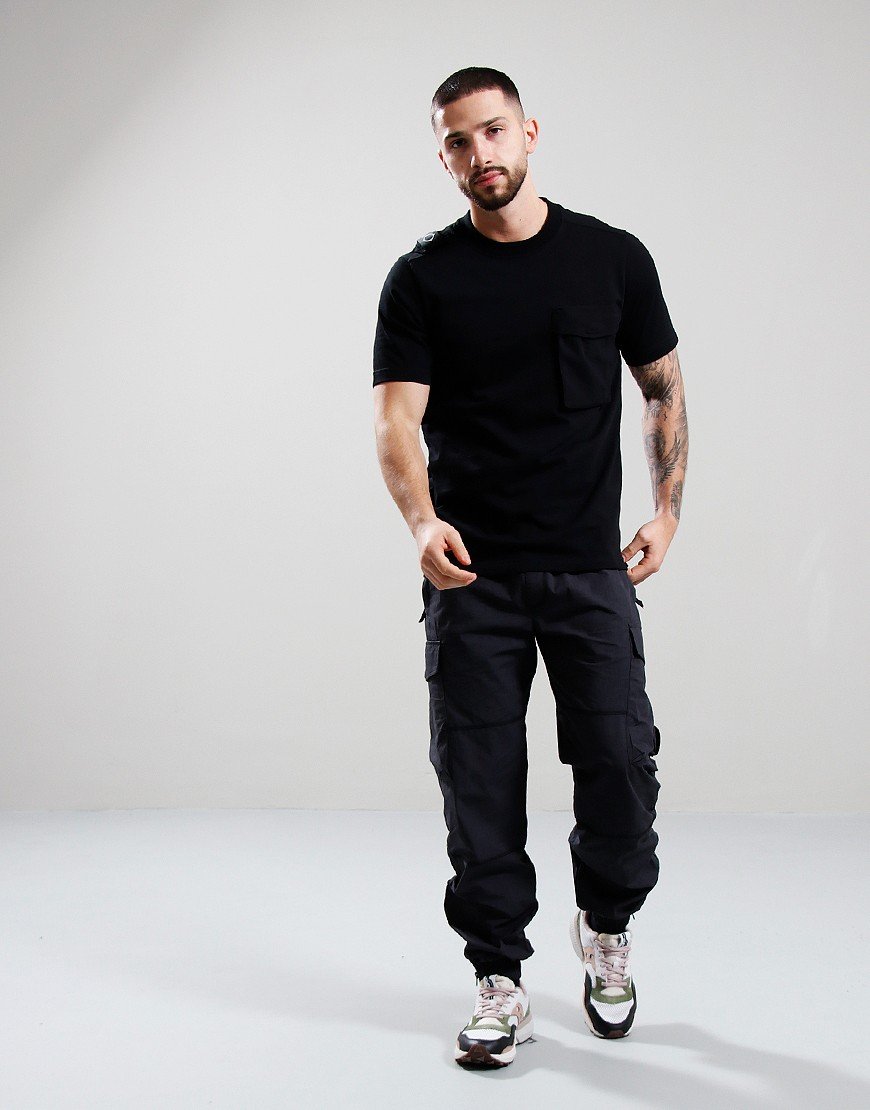 MA Strum Cargo Pocket T Shirt Jet Black Terraces Menswear