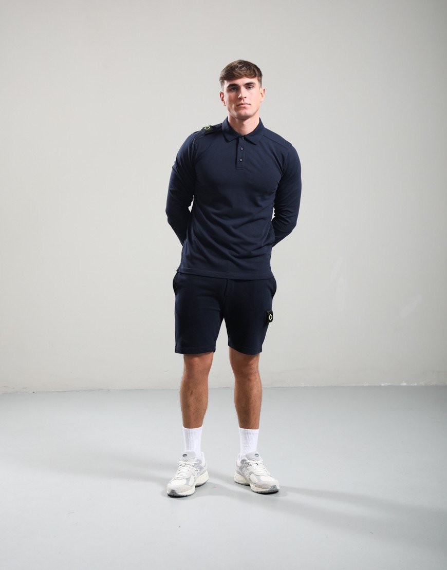 MA.Strum Crest Long Sleeve Jersey Polo Shirt Ink Navy