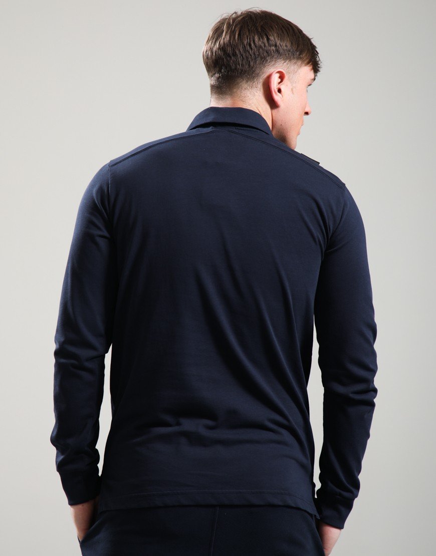 MA.Strum Crest Long Sleeve Jersey Polo Shirt Ink Navy