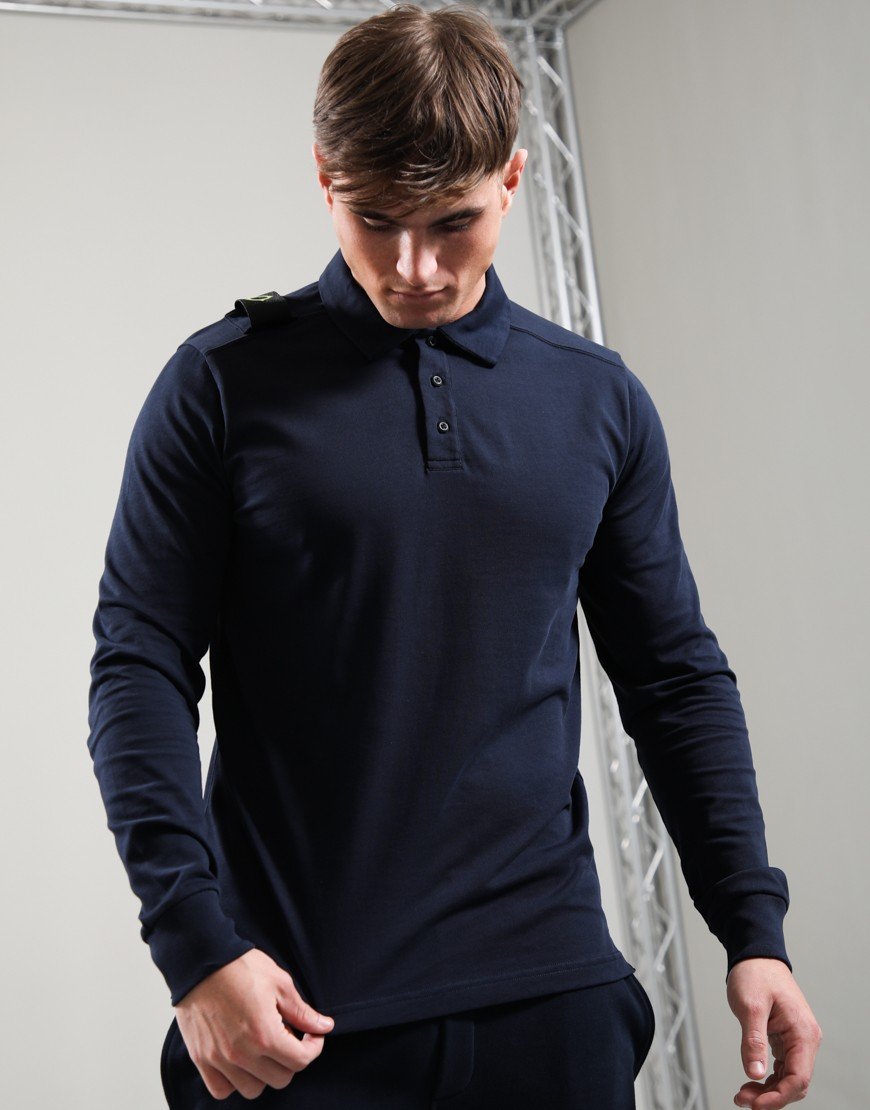 MA.Strum Crest Long Sleeve Jersey Polo Shirt Ink Navy
