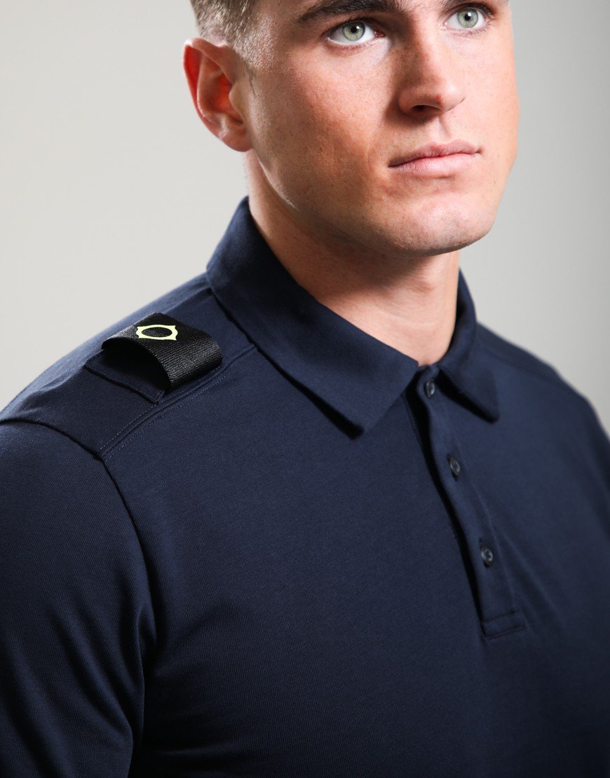 MA.Strum Crest Long Sleeve Jersey Polo Shirt Ink Navy