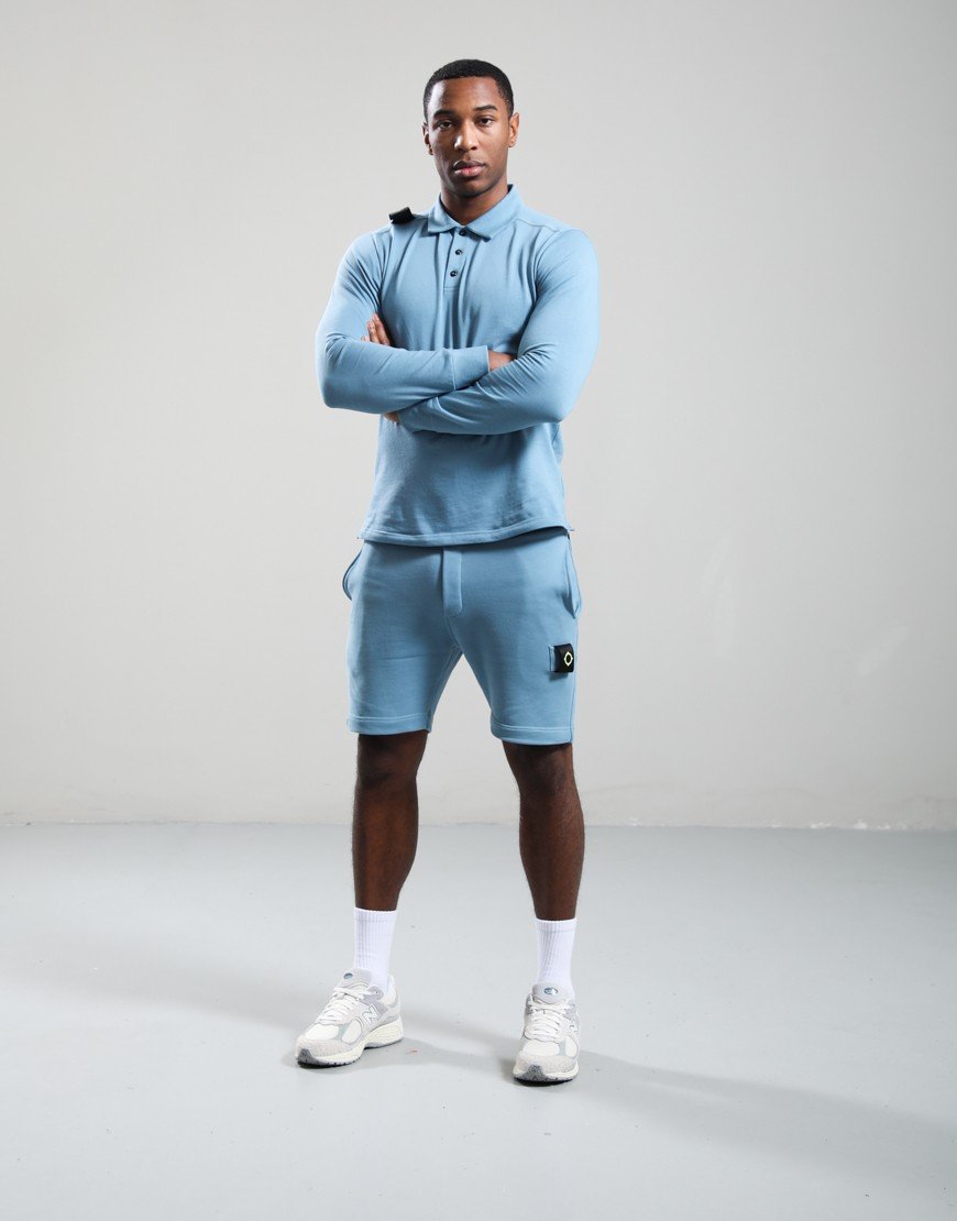 MA.Strum Crest Long Sleeve Jersey Polo Shirt Aegean Blue