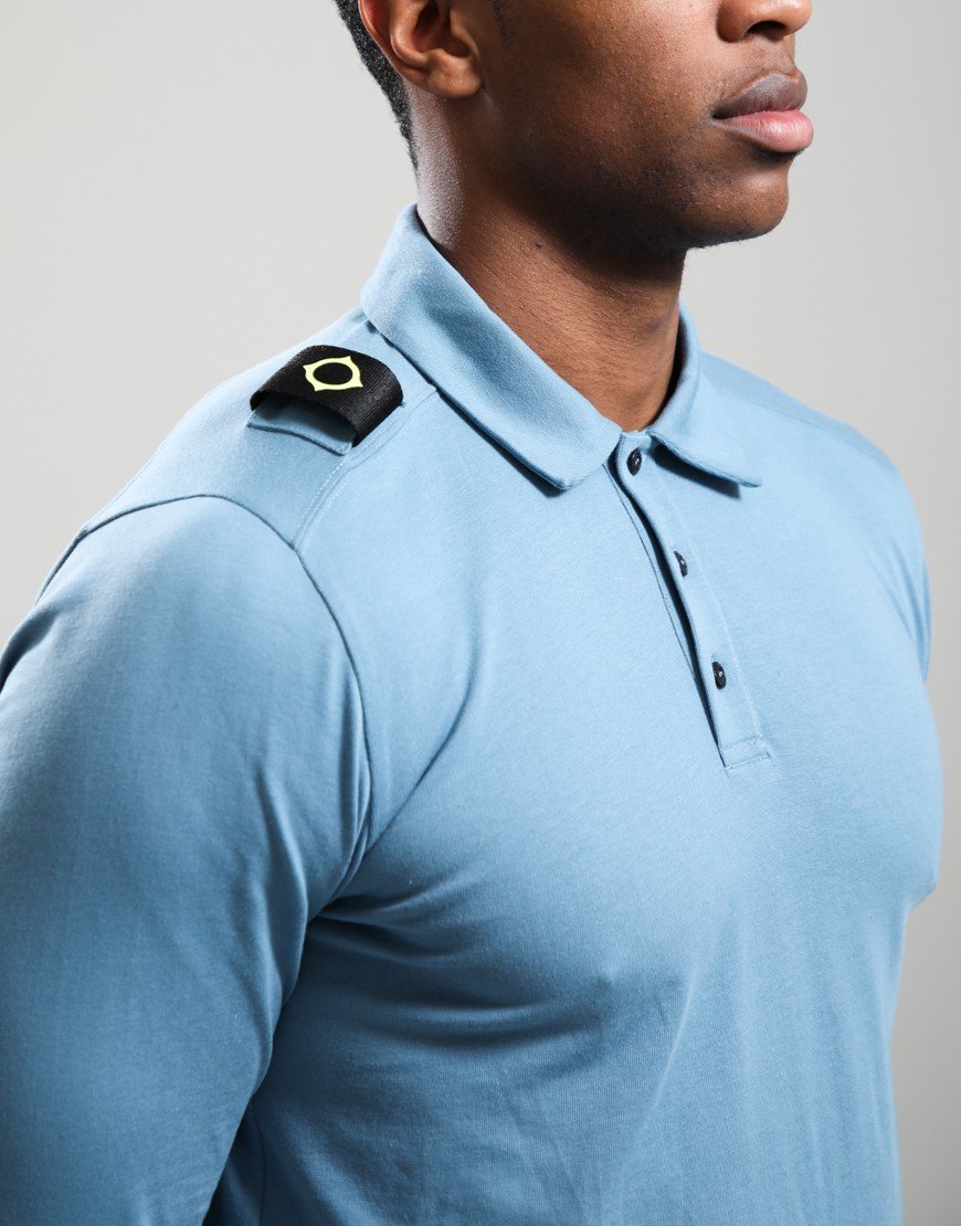 MA.Strum Crest Long Sleeve Jersey Polo Shirt Aegean Blue