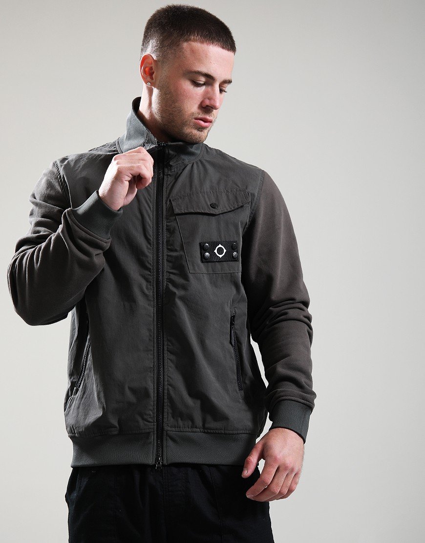 MA.Strum Full Zip Mixed Media Sweat Oil Slick