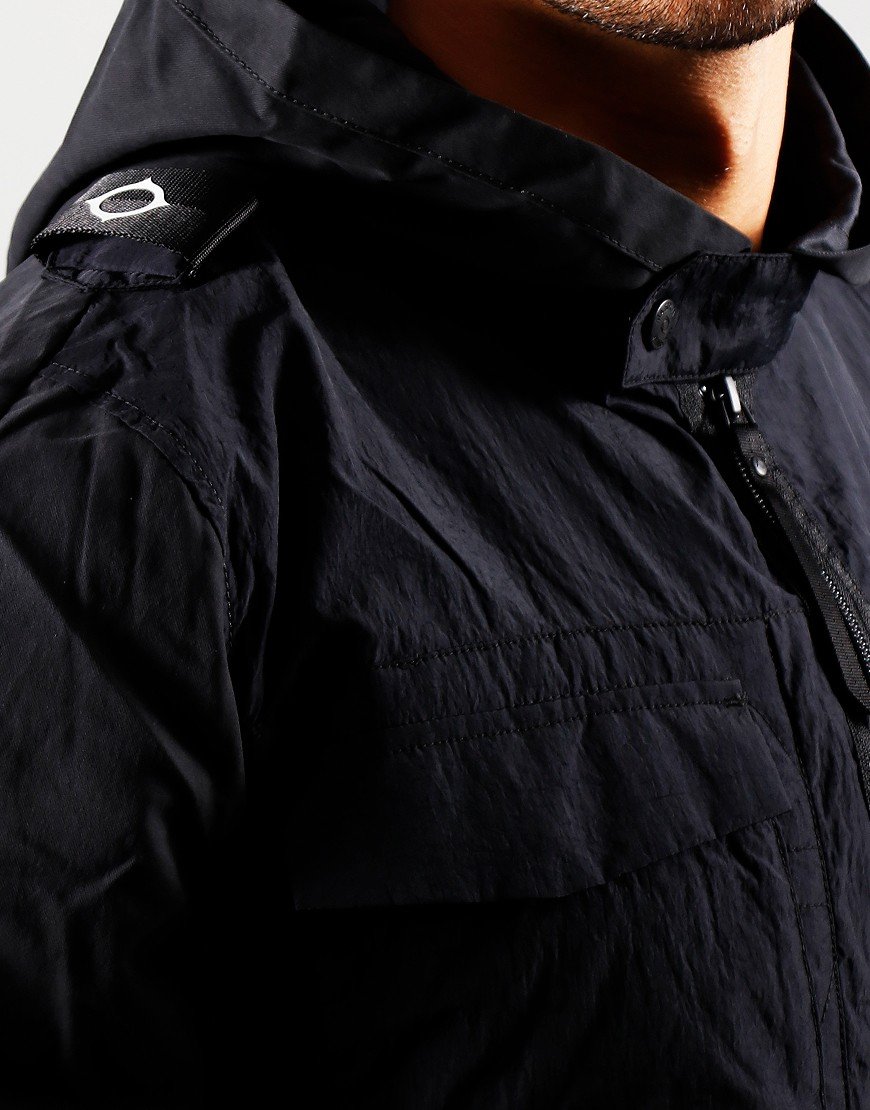 black lightweight hooded jacket