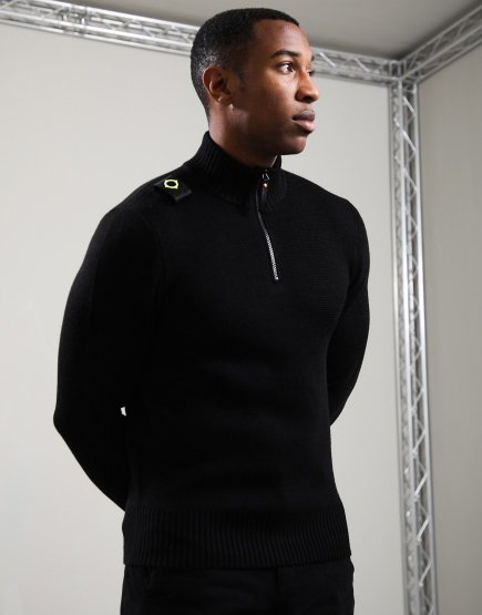 MA.Strum Sarl 1/4 Zip Knit Black