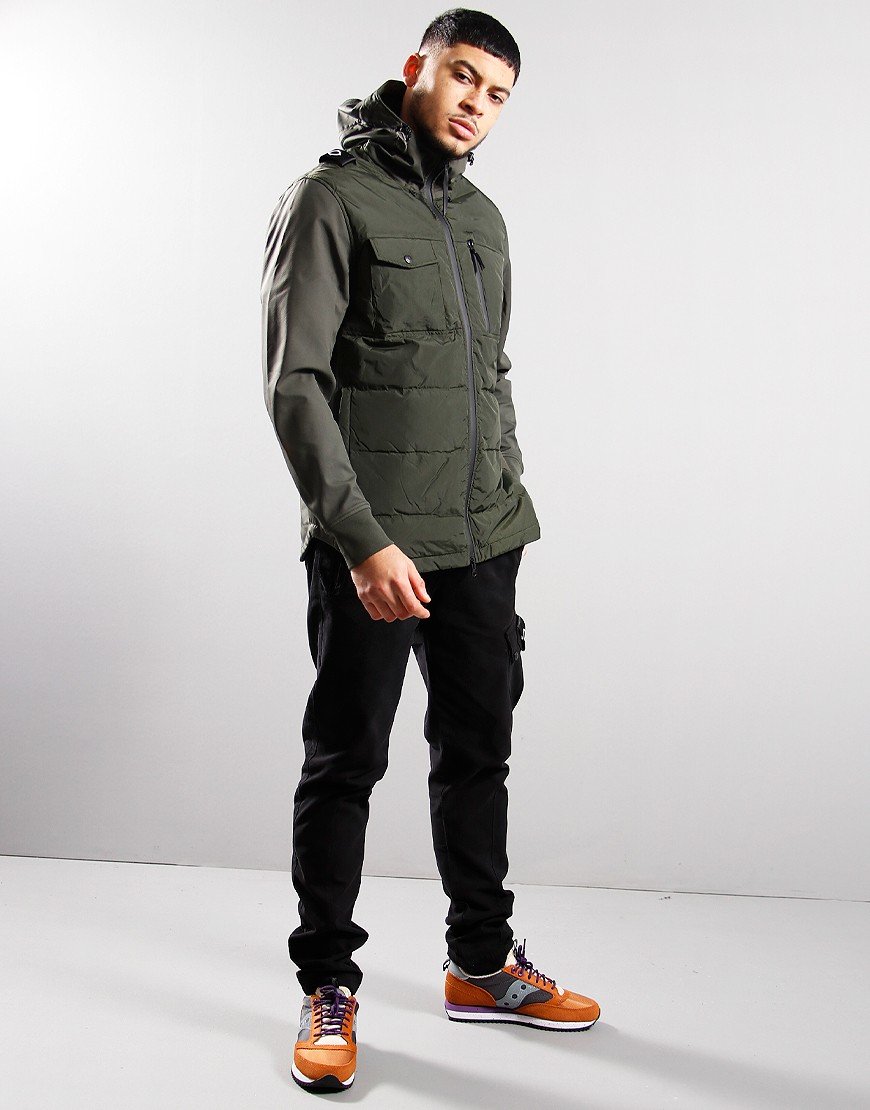 MA.Strum Softshell Down Quilt Hooded Jacket Oil Slick