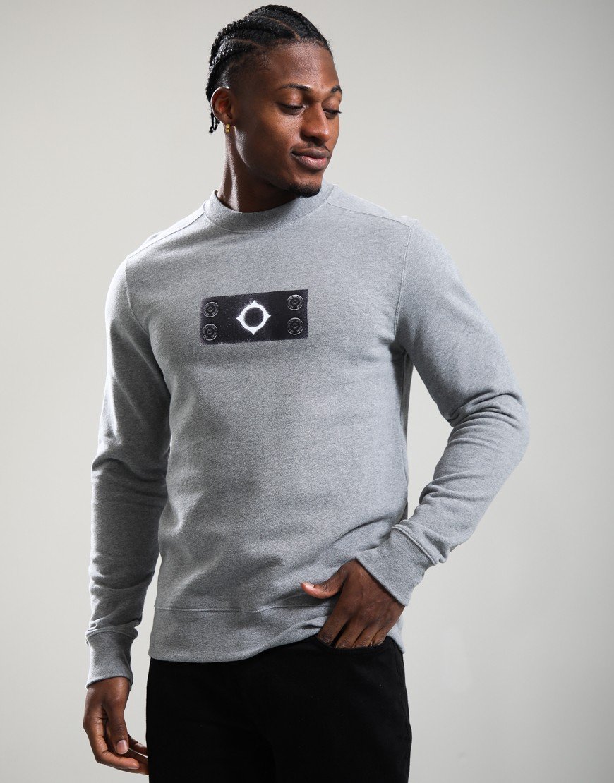 MA.Strum Trompe LOeil Badge Sweat Grey Marl