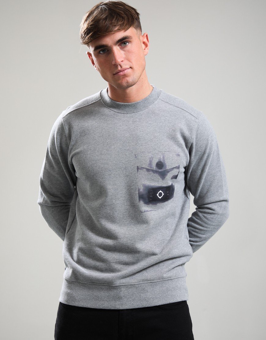 MA.Strum Trompe L'oeil Pocket Sweat Grey Marl