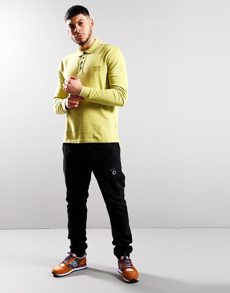 MA.Strum Long Sleeve Jersey Polo Shirt Sulphur Gold