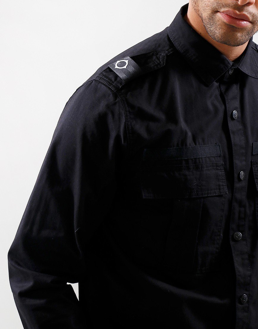 MA.Strum Full Placket Overshirt Black