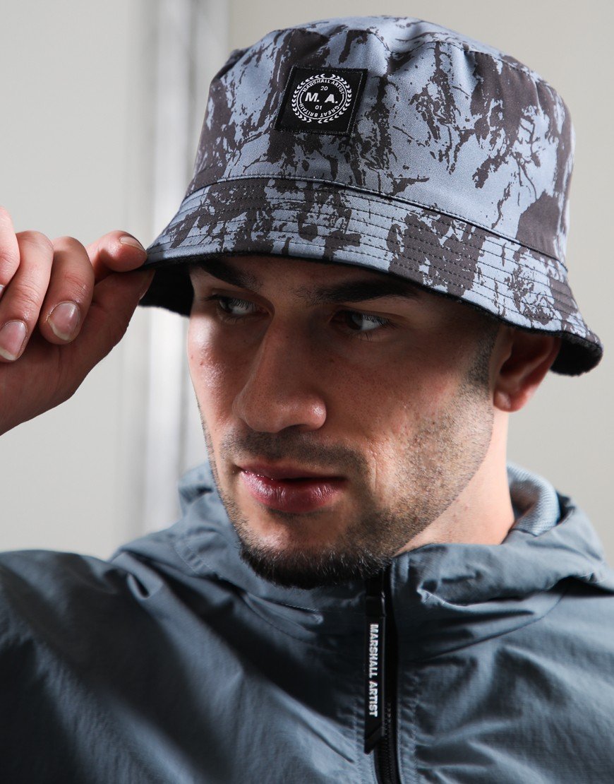 Marshall Artist Camo Fleece Reversible Bucket Hat Black Camo