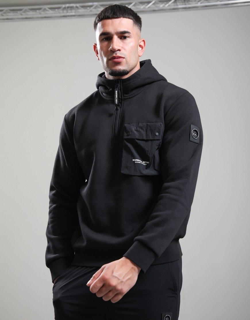 Marshall Artist Centro 1/4 Zip Hooded Sweat Black