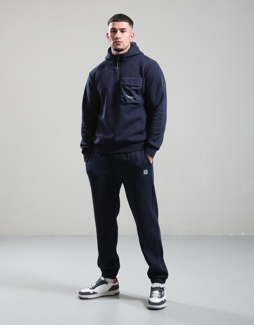 Marshall Artist Centro 1/4 Zip Hooded Sweat Navy
