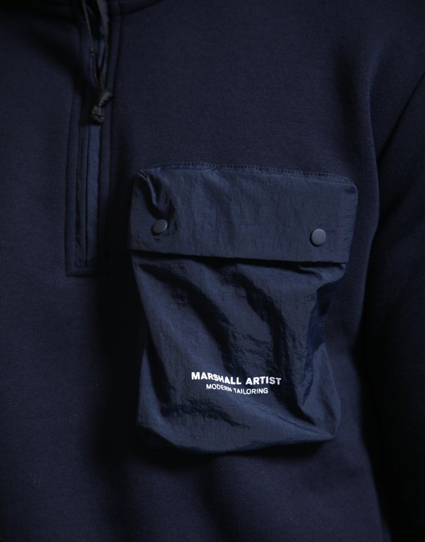 Marshall Artist Centro 1/4 Zip Hooded Sweat Navy