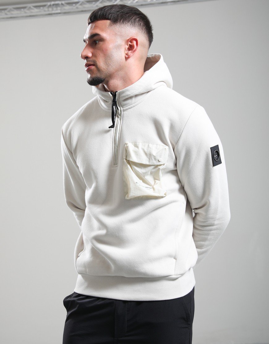 Marshall Artist Centro 1/4 Zip Hooded Sweat Silver Birch