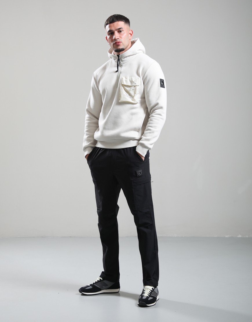 Marshall Artist Centro 1/4 Zip Hooded Sweat Silver Birch