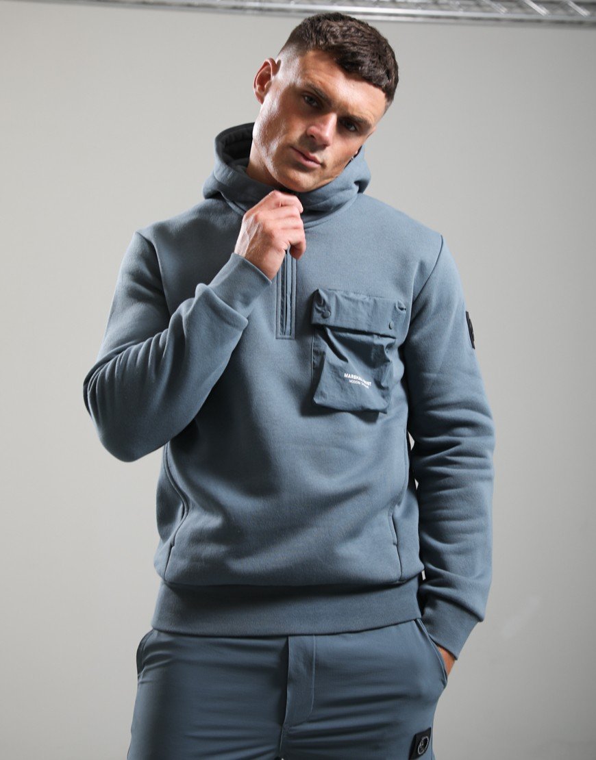 Marshall Artist Centro 1/4 Zip Hooded Sweat Storm Grey